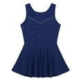 thumbnail image 3 of Hansber Kids Girls Sparkly Rhinestone Figure Ice Skating Roller Skating Ballet Dance Leotard Dress Navy Blue 16, 3 of 7