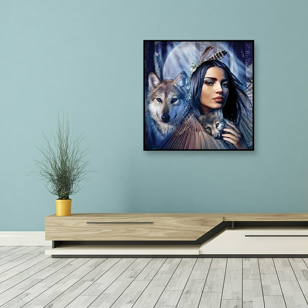 Cuadros Decorativos Figura de pintura de diamante chica lobo 5D resina de diamantes de imitación redonda completa Ndcxsfigh Nuevos Originales