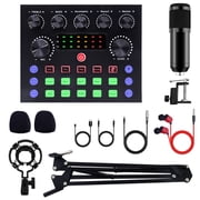 Podcast Condenser Microphone Equipment Bundle with V8S Live Sound Card And Voice Changer, Recording Studio Package for Live Streaming,Singing,Gaming,YouTube,TikTok