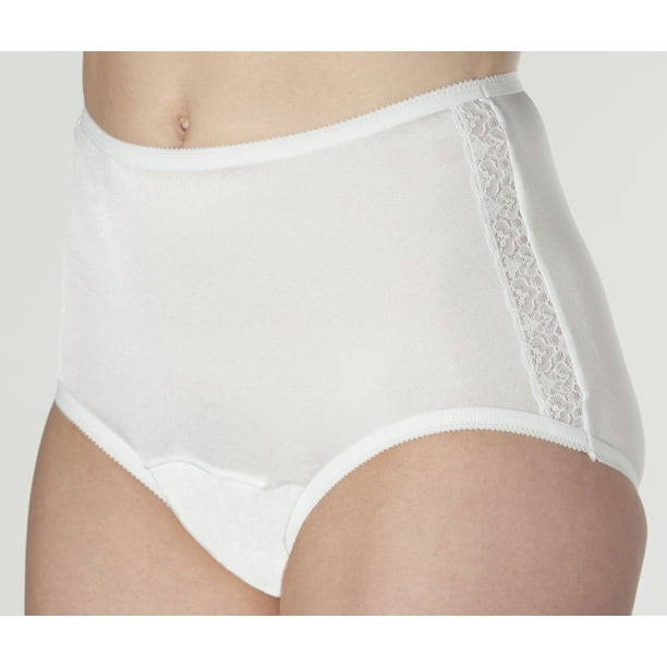 3Pack Wearever Women's Nylon and Lace Incontinence Panties Washable Reusable Bladder Control