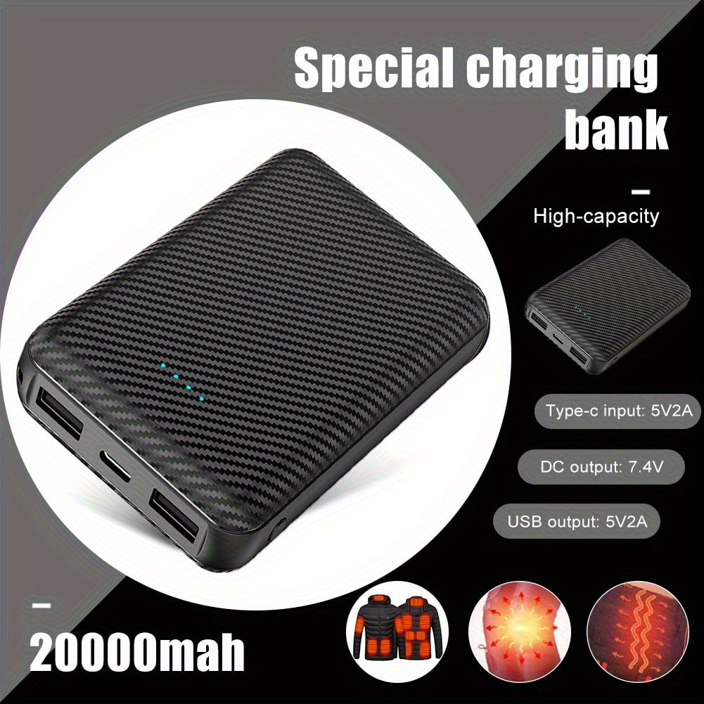 20000mAh Power Bank Heated Vest 5V 3A Output Power Bank Heated Jacket Battery Charger External Battery winter Heating Scarf Socks Power Bank, Portable Energy Solution, Outdoor Heating Gear