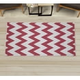 thumbnail image 1 of Shapes Decorative Rug, Chevron Pattern Classic Geometrical Horizontal Zig Zag Stripes Retro Artwork, Quality Carpet for Bedroom Dorm and Living Room, 6 Sizes, Pale Ruby, by Ambesonne, 1 of 1