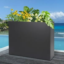 Metal Planter Box Rectangular - 36x10x28In Steel Outdoor Large Planter Modern Privacy Planters All-Weather Use with Detachable Shelf for Patio/Porch