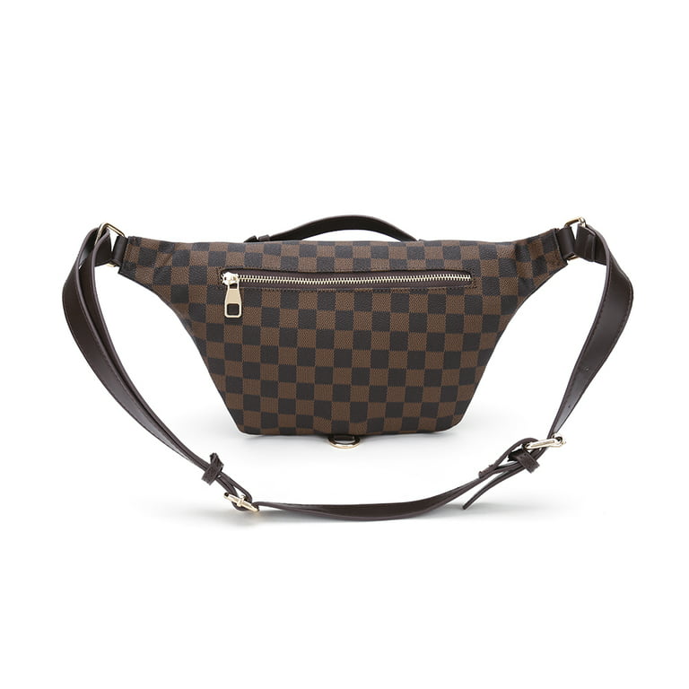 RICHPORTS Checkered Tote Shoulder Bags Leather crossbody Bags for Women 3  Size Bag Brown 