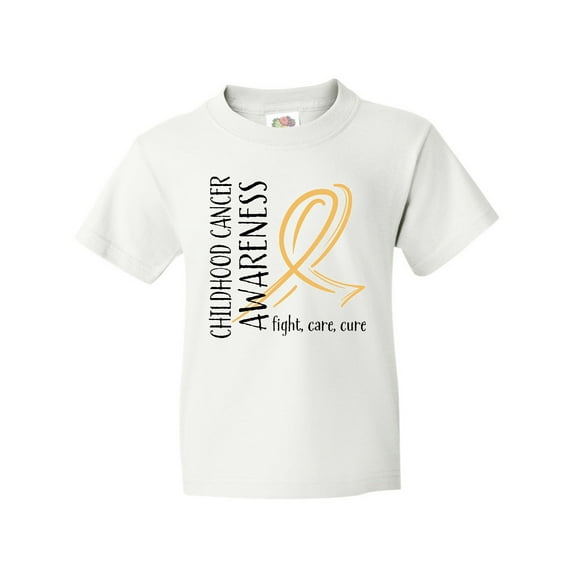 Inktastic Childhood Cancer Awareness- Fight, Care, Cure Youth T-Shirt
