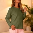 thumbnail image 4 of Womens Pajamas Fleece Pajamas Tops Long Sleeve Thermal Pullover Winter Warm Crewneck Shirts Soft Fuzzy Loungewear, 4 of 6
