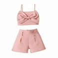 thumbnail image 5 of Coerni Baby Toddler Girl Shorts Set Puff Sleeve Crewneck T Shirt Tops With Tie Up Shorts Set Girls Summer Clothes 2Pcs, 5 of 5