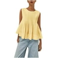thumbnail image 4 of AUNVITO Women's Pleated Tank Top Sleeveless Round Neck Casual and Chic-Style Style, 4 of 5