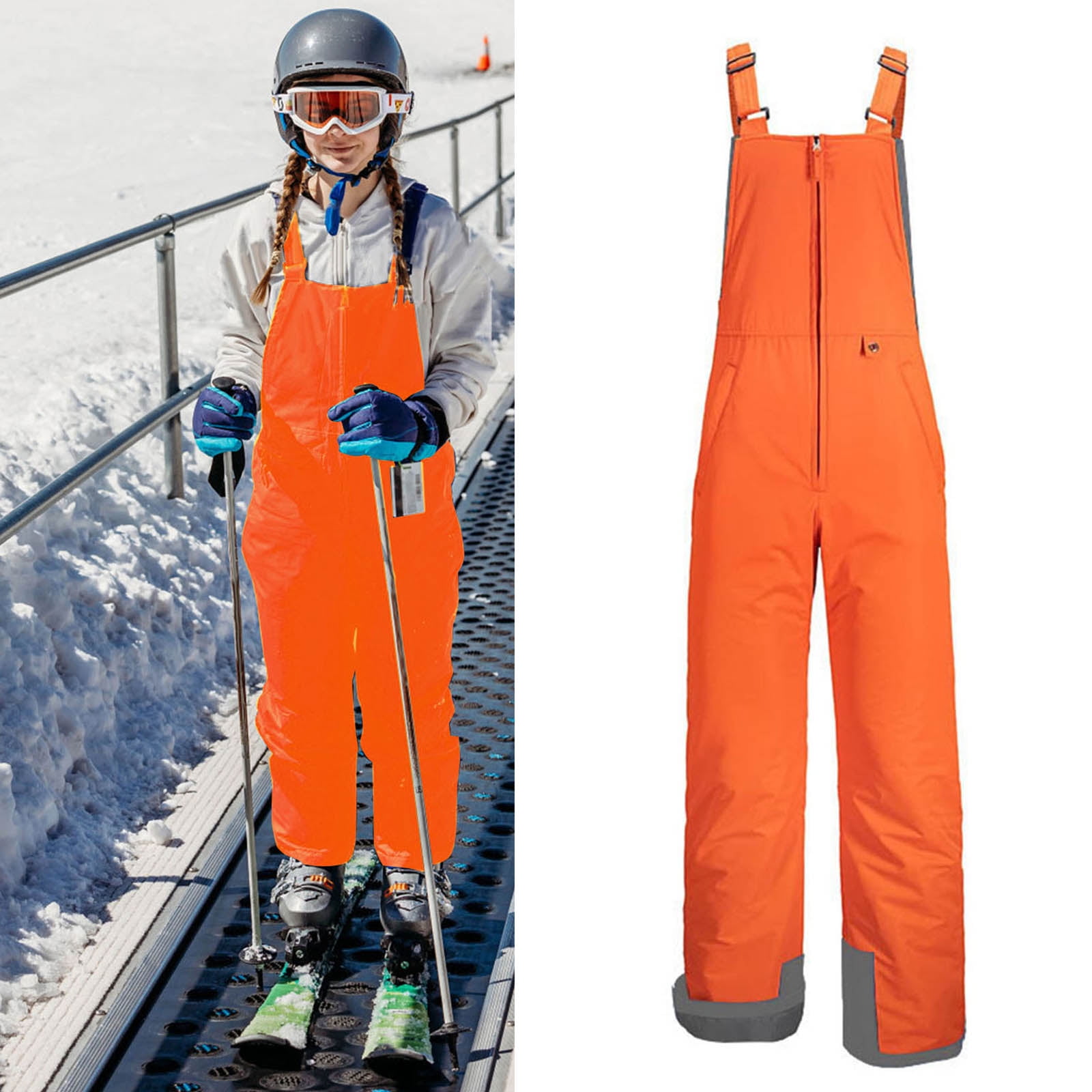 Sunisery Men's Essential Insulated Bib Overalls Snow Bibs Ski Pants  Softshell Waterproof Snowboarding Overalls Winter