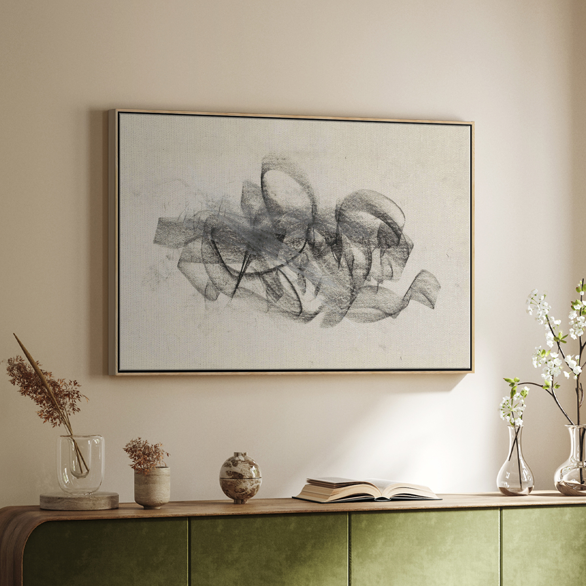 Vintage Sketch-LI By Wexford Home Framed in Natural Wood Wood Gallery Wrapped Canvas 17 in. x 25 in.