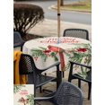 thumbnail image 4 of Outdoor Tablecloth with Umbrella Hole and Zipper, Christmas Cardinal Square Table Cloth 60x60 Inch Waterproof Tablecloth, Xmas Winter Pine Flower Berry on Linen Picnic Table Cover for Patio Camping, 4 of 7