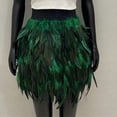 thumbnail image 2 of LWavelet Women Feather Decor Mini Skirt High Waist Fuzzy Texture Cute Party Skirt Dark Green M, 2 of 3