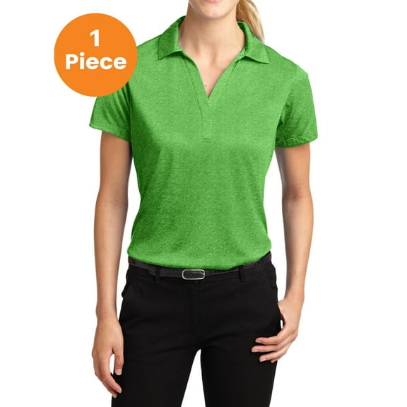 Sport-Tek LST660 Ladies Heather Contender Polo , Turf Green Heather, 3XL, Womens Polo Shirts