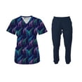 thumbnail image 4 of Womens Medical Nursing Scrub Set GT 4FLEX Print Top and Jogger Pant-Giraffe Safari/Navy Pant-Large, 4 of 7