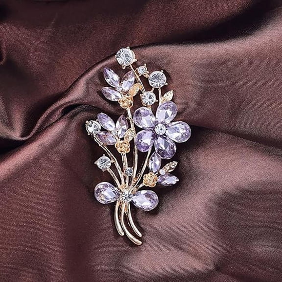 Alloy Electroplated Rhinestone Glass Bouquet Brooch for Women Gift 1 Piece