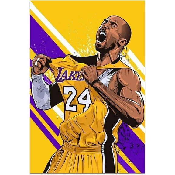 Kobe Bryant Canvas Wall Art, Motivational Basketball Poster, Size 24''x36''-Gategoo