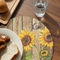 thumbnail image 3 of Farmhouse Sunflowers Round 13 Inch Placemats Set of 8, Rustic Floral Buttterfly Wood Board Brown HeatResistant Non Slip Place Mats for Dining Table, Wipeable Kitchen Table Mats for Housewarming, 3 of 9