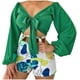 thumbnail image 1 of Conjunto de dos piezas de camiseta con cuello en V y cordones informales de verano sexy a la moda para mujer Pompotops  qwe24402, 1 of 8