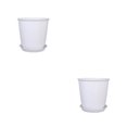 thumbnail image 3 of Yuarrent Cubo de maceta de flores de escritorio, agujeros de drenaje de invernadero, maceta, contenedor suculento con bandeja, accesorio de Blanco/Bandeja 18 cm * 13 cm * 10 cm 2piezas, 3 of 6