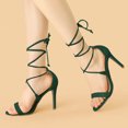 thumbnail image 2 of Sandalias Con Cordones De Tacón Alto De Estilete Abierto De Mujer Verde 40, 2 of 7