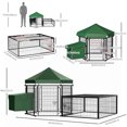 thumbnail image 3 of PawHut Steel Chicken Coop, Outdoor Hexagonal Hen House, Heavy Duty Detachable Poultry Crate Rabbit Hutch with Water-Resistant Canopy, Run, Nesting Box, Lockable Doors, Green, 3 of 10