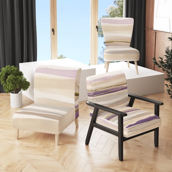 Designart "Shape Of Glam Purple I" Upholstered Shabby Chic Accent Chair - Arm Chair