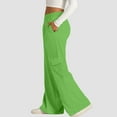 thumbnail image 5 of Audhol Cargo Sweatpants for Women, Women's Fashion Solid Color Waist Wide Leg Casual Pants with Pocket Pants Baggy Sweatpants for Women Green XL, 5 of 8