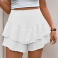 thumbnail image 2 of Plebaso Womens Flowy Shorts Ruffle Layered Elastic Waist Casual Shorts Solid Color Summer Beach Shorts, 2 of 7