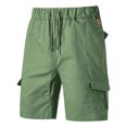 thumbnail image 3 of Abcnature Men's Athletic Shorts, Sports Gym Running Short Pants, Fashion Man Solid Elastic Waist Mid Waist Loose Pockets Bandage Shorts, Cargo Casual Hiking Shorts Army Green L, 3 of 4