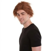 HPO Adult 1980s Mens Rockatar Wigs – Brown Celebrity Cosplay Wig with Premium Breathable Capless Cap