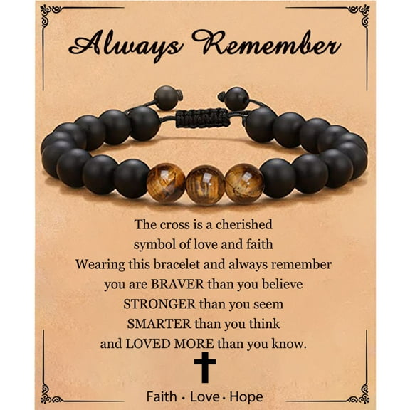 NICKSUN Gifts for Men Bracelets, Stone Beads Braided Rope Meaningful Bracelet, Mens Adjustable Bracelets Birthday/Valentines Day/Easter Gifts for Men Husband Boyfriend Father