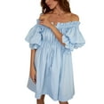 thumbnail image 2 of Coduop Sundresses for Women Casual Maxi Dress Off Shoulder Boat Neck Puff Sleeve Beach Dress, 2 of 6