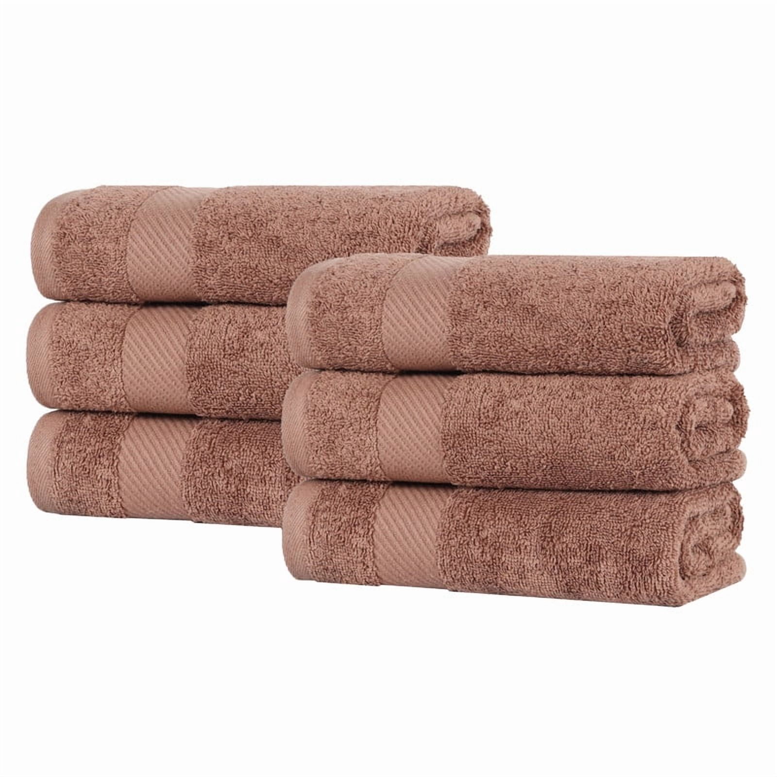 Superior Kendell Egyptian Cotton Hand Towels, Set of 6, Sedona