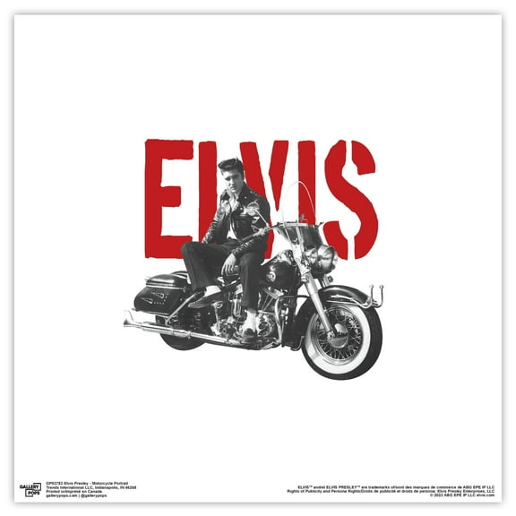 Gallery Pops Elvis Presley - Motorcycle Portrait Wall Art, Unframed Version, 12" x 12"