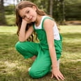 thumbnail image 6 of Boys Girls Clothes Long Overalls Fall Winter Solid color Clothes for 2T 3T 4T 5T 6T 7T 8T 9T 10T Kids Cute Suspender Jumpsuit for Little Kids Outfits,Green,5-6 Years, 6 of 9