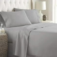 thumbnail image 2 of Queen Size Bed Sheet Sets -  1500 Thread Count 100% Egyptian Cotton Sheet Set - 15" Deep Pockets - Fitted Sheet - 2-PC Pillow Cases - 4 Piece Set / Silver Grey, 2 of 9