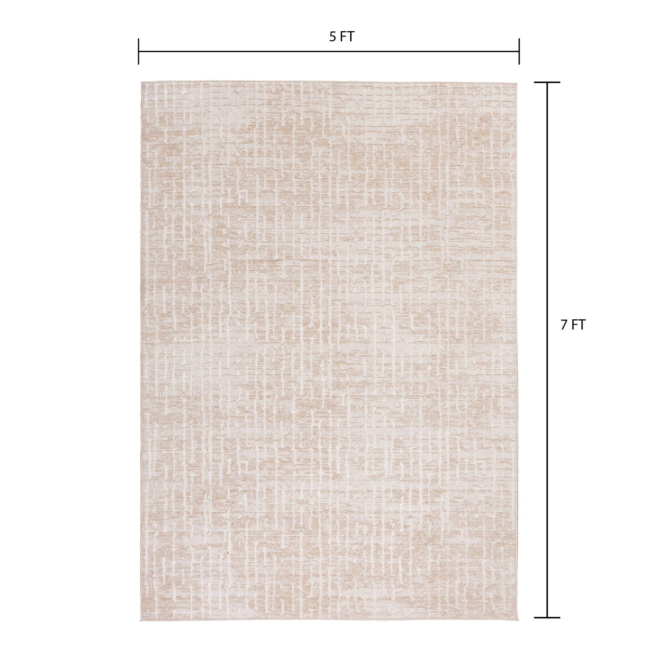 Mainstays Neutral Raised & Sculpted Abstract Indoor Area Rug, 5'x7'