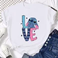thumbnail image 4 of Ropa para niños kawaii Ohana Stitch Disney Lilo Stitch dibujos animados niños camisetas de algodón camisetas de verano camisetas blancas y negras, 4 of 5