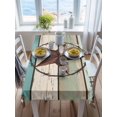 thumbnail image 3 of Teal Brown Texas Star Rectangle Tablecloth, Farmhouse Country Wooden Waterproof & StainResistant Tablecloth, Washable Oil-proof Table Cover for Dining/Party/Wedding/Camping/Buffet 52x70 In, 3 of 9