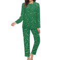thumbnail image 3 of Pijamas navideños para mujer, ropa de dormir con estampado de notas musicales doradas, elegante, holgada, de gran tamaño, regalo de cumpleaños, 2 piezas, 3 of 4