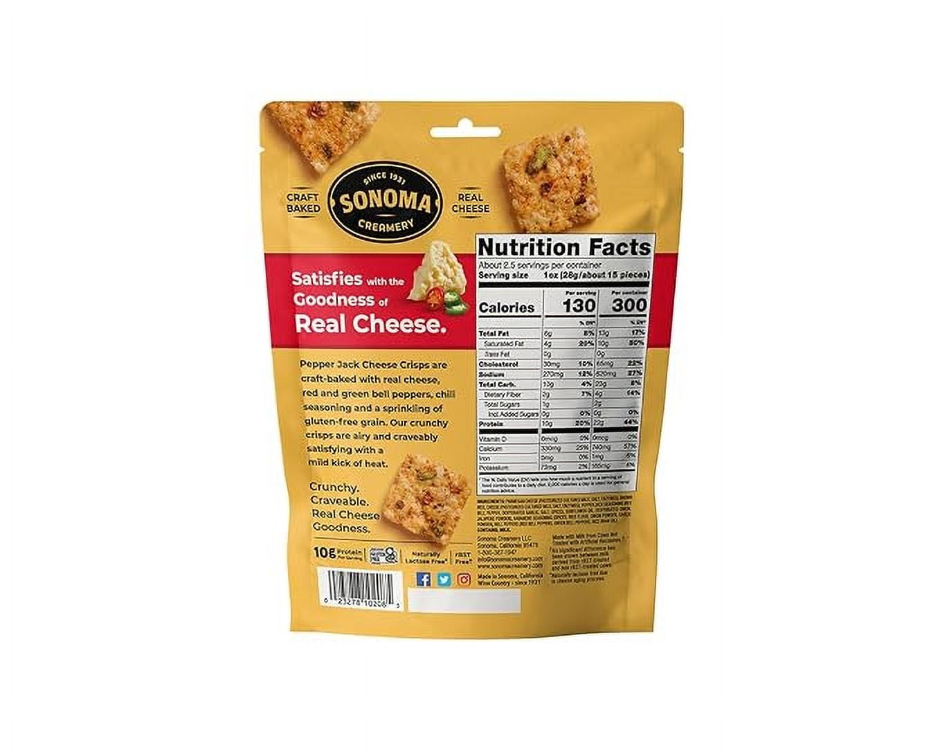 Sonoma Creamery Cheese Crisps, Pepper Jack, | Savory Snack Cracker | High Protein | Low Carb | Gluten Free | Wheat Free, 2.25 oz (Pack of 6)