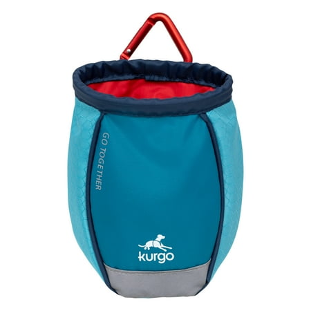 Kurgo Go Stuff It Dog Treat Bag, Training Treat Pouch, Reflective, Includes Carabiner (Coastal Blue)