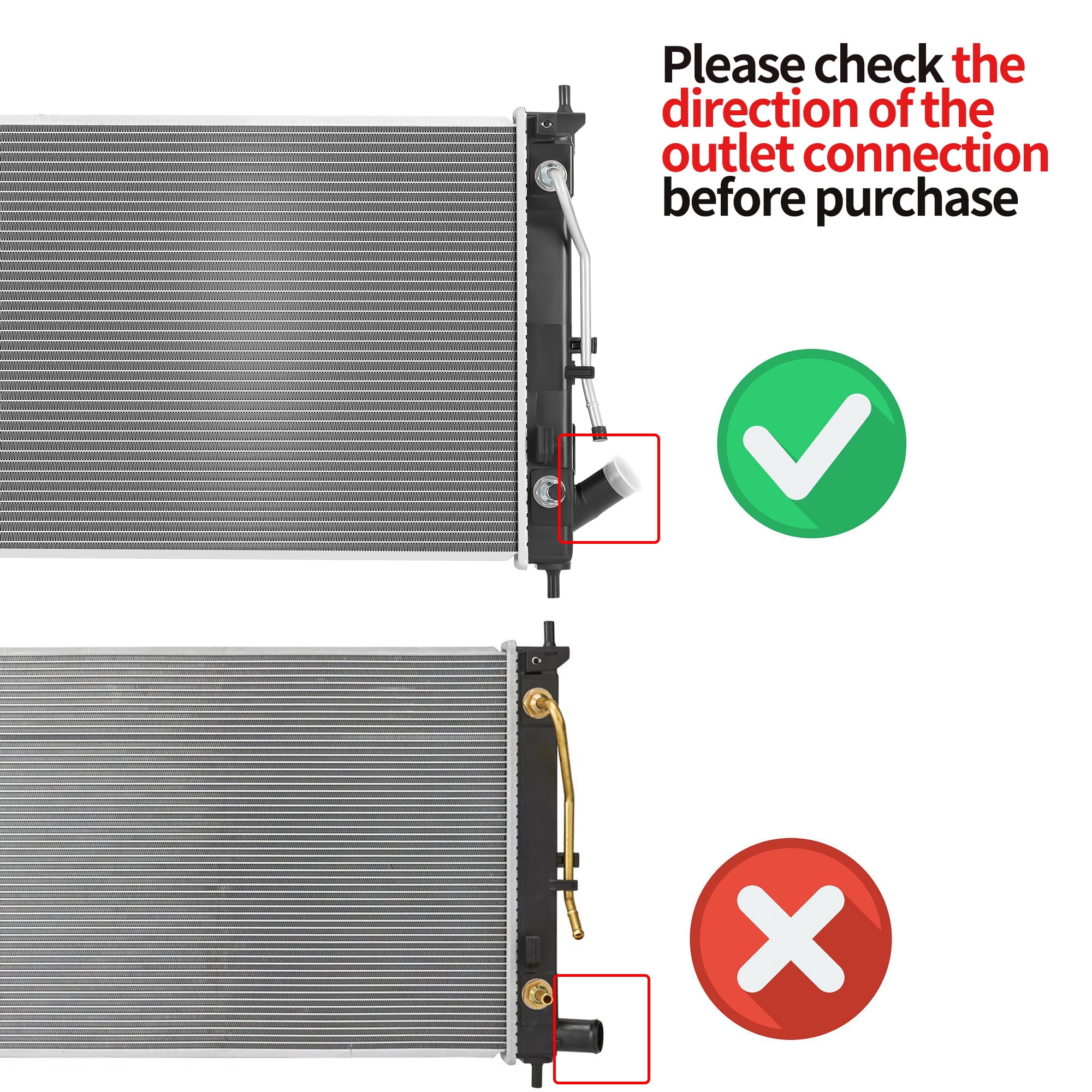 LEDKINGDOMUS Direct Fit Aluminum Radiator for 2011-2015 Hyundai Elantra L4 1.8L/2.0L & 2012-2013 Kia Soul L4 2.0L, OEM Replacement with Brass Cooler