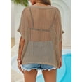 thumbnail image 3 of Womens Crochet Sweater Tops Batwing Short Sleeve Oversized Boat Neck Boho Knit Summer Beach Cover Ups, 3 of 7