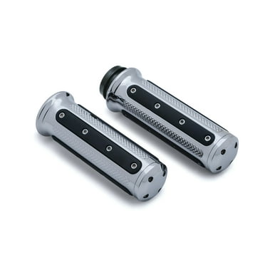Kuryakyn 6122 Motorcycle Handlebar Accessory: Heavy Industry Grips with End Caps for Electronic Throttle Control: 2008-19 Harley-Davidson Motorcycles, Chrome, 1 Pair