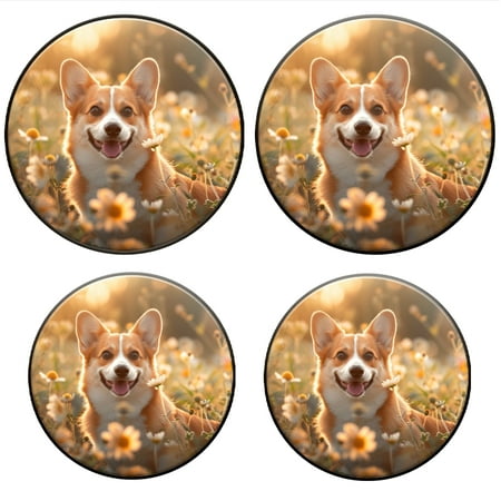

Bahomeck Electric Stove Burner Covers Set Of 4 Happy Corgi Dog In Field With Flowers Metal Gas Stove Burner Covers Protecting Gas Stoves 8 Inch And 10 Inch