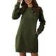 thumbnail image 1 of Vestido de manga larga Prolriy para mujer, cuello redondo, manga larga, suéter de mujer, vestido de cintura, vestidos de mujer, verde M, 1 of 4