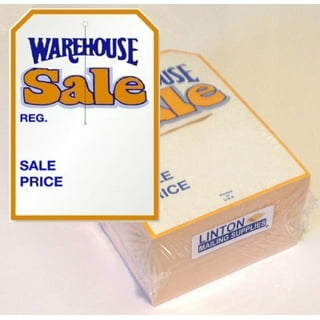 Warehouse SALE - Was - NOW Large Merchandise Tag w 3.25 Slit, 5 x 7  Cardstock 12 Pt., Blue and Yellow on White, 2 Clip Corners - Pack of 250  Tags 