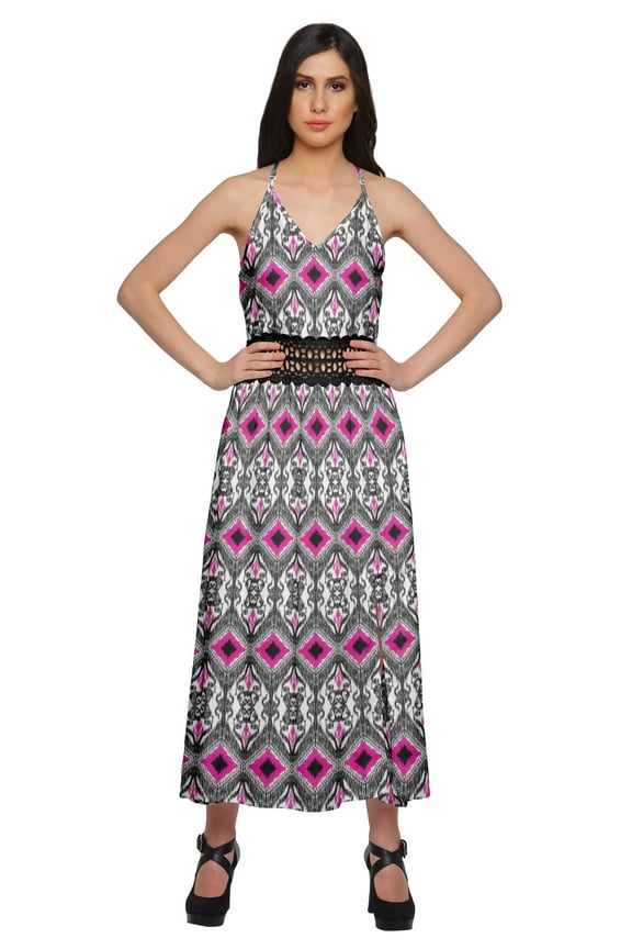 WoMen's Spaghetti Strap Side Slit Dress Plus Size Printed Clothing