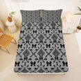 thumbnail image 5 of jejeloiu Modern Damask King Sheets For Men Women,Classic Pattern Bedding,Black Gray,4pcs,1 Flat Sheet, 1 Fitted Sheet and 2 Pillowcases, 5 of 6